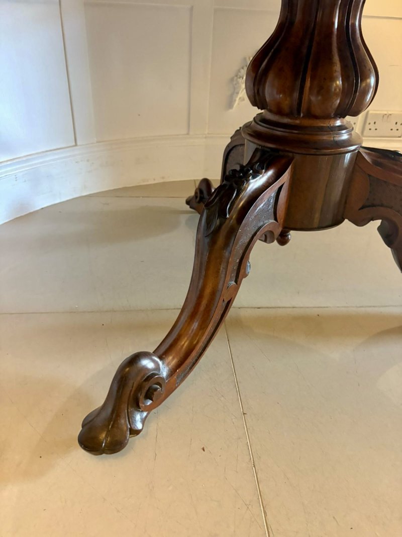 Antique Victorian Quality Carved Rosewood Circular Dining Table - Image 7